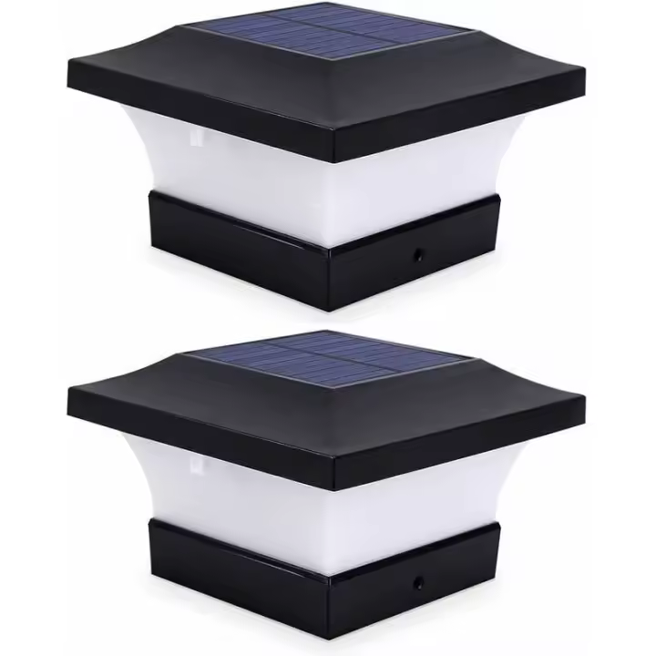 Paquete de 2 luces solares para exteriores para luces de cubierta de cerca, luces solares LED blancas de alto brillo de 6000K para postes de 4x4, 5x5 o 6x6 - 1