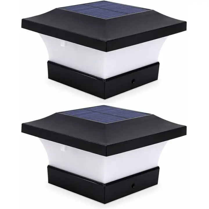 Paquete de 2 luces solares para exteriores para luces de cubierta de cerca, luces solares LED blancas de alto brillo de 6000K para postes de 4x4, 5x5 o 6x6 - 1