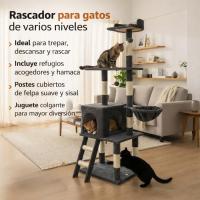 COTTECOTA - Árbol rascador para gatos 50×50×155 cm con casita, hamaca, plataforma y escalera. Ideal para gatos de hasta 5 kg. Incluye postes de sisal natural para rascar y tapizado en felpa suave para mayor comodidad. Perfecto para juegos - details 0