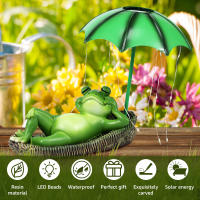 Decoración De Jardín Luz Solar LED Estatua De Rana Con Paraguas Impermeable Resina Creativa Y Divertida Para Exteriores - details 0