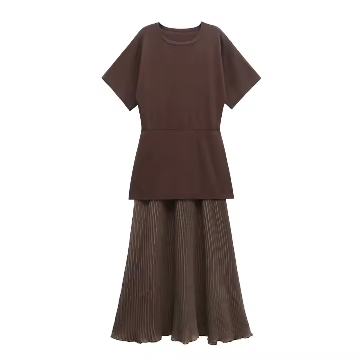 Vestido Largo De Punto Para Mujer MUJER Con Cuello En V Manga Corta Estilo Vintage Patchwork Ajustado Longitud Maxi Para Fiesta - 1