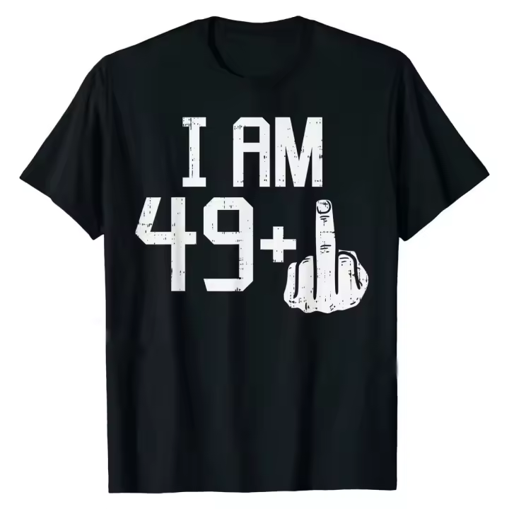 Camiseta De Algodón Para Hombre Con Diseño Gráfico De Dedo Medio Divertido Para Cumpleaños De 50 Años Estilo Casual Sin Capucha Cuello Redondo - 1