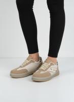 Calzados soraia, Zapatillas Deportivas de Mujer con Paneles de Malla y Detalle de Leopardo - Estilo Urbano Casual - Beige y Marrón - details 1
