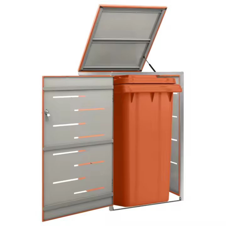 vidaXL Cobertizo para Un Contenedor Basura Almacenamiento de Cubo Papelera Acero Color Antracita,  orange,  Azul y mas - 1