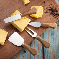 Conjunto De 4 Cuchillos Para Queso Leeseph Con Mango De Madera Acero Inoxidable Para Charcutería Y Cortador De Mantequilla - details 2