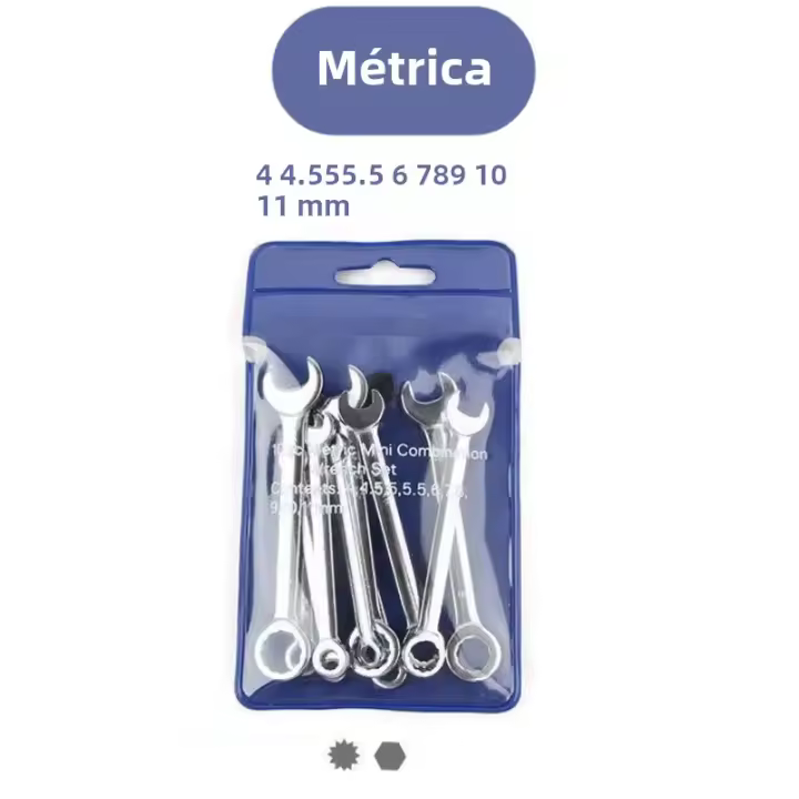 Llave De Combinación Mini 10 Pcs 4-11mm Metrícula / Imperial Acero Doble Engranaje Herramienta De Reparación Para El Hogar - 1