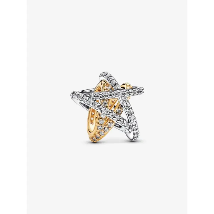 Charm Pandora Estrella Cruzada Brillante Plata de primera ley Recubrimiento en oro 763590C01 - 1