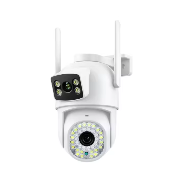 Cámara de vigilancia exterior con doble lente y pantalla dual, wifi, 4K HD, 8MP, PTZ, cámara de seguridad IP CCTV con visión nocturna a color, aplicación ICSEE - 1