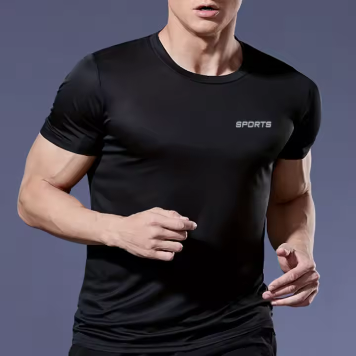 Camiseta De Verano Para Hombre Camiseta Deportiva Para Gimnasio Y Correr Secado Rápido Entrenamiento Casual Diario Fitness Top Con Cuello Redondo Material De Poliéster - 1