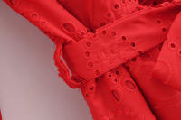 Vestido Largo De Estilo Europeo Y Americano Para Mujer Con Cinturón Y Bordado Manga Completa Moda De La Temporada De Otoño Ajustable Y Versátil - details 9
