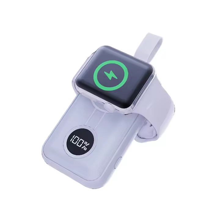 Banco de energía magnético 2 en 1, batería externa inalámbrica de 2500 mAh QC4.0+PD, 22,5 W, carga rápida USB C, batería portátil con pantalla LCD para Apple Watch/iPhone 16/15/14/13/12 - 1