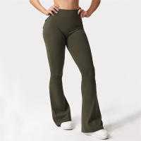 Leggings De Yoga Para Mujer 2024 Con Bolsillos Mallas De Compresión Estiramiento Alto Pierna Ancha Sensación De Nuca Ropa Deportiva De Fitness - details 1