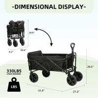 S7 STAR 5 inch Carro Plegable de Jardín Playa, Carrito Transporte Resistente con Puerta Uso al Aire Libre, Carrito Campamento Ideal para Compras Camping , Carro Mango Ajustable Gran Capacidad, Fácil de Guardar (Portón Trasero Extendido) - details 0
