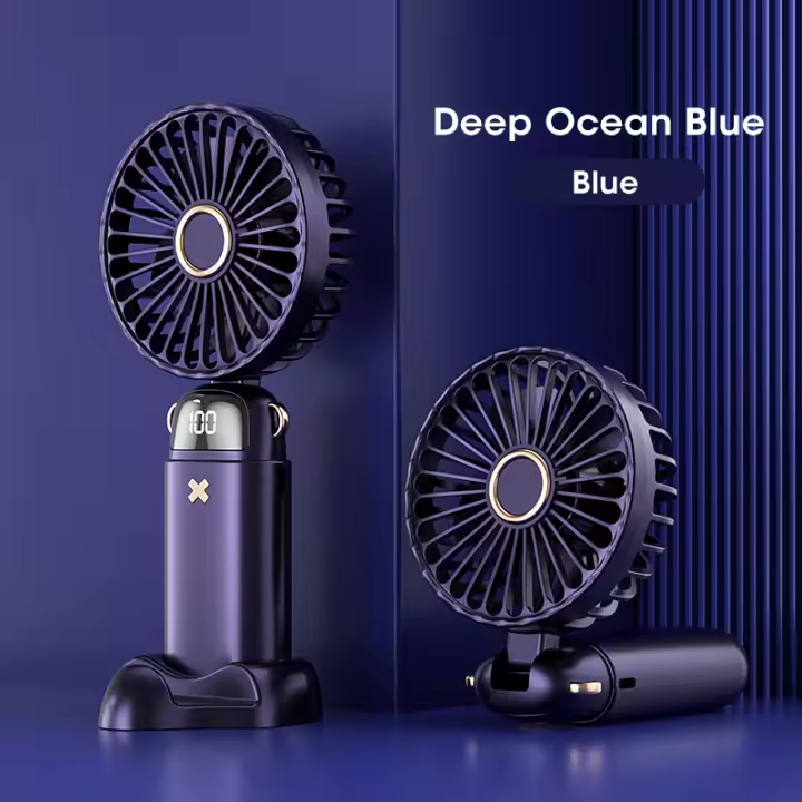 Ventilador de mano portátil, dispositivo de 5 velocidades, multifuncional, plegable, Pequeño, Eléctrico, With Cordón para el cuello, novedad de 2024 - 1