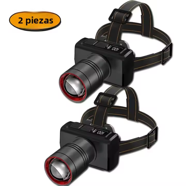Linterna Frontal LED Potente Con Sensor Recargable Por USB Y Luz Alta Impermeable Con Zoom Para Exploración Al Aire Libre - 1