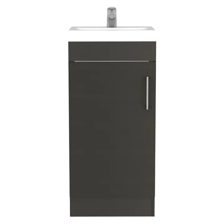 TUHOME Mueble de Baño con Lavabo Madrid, con armario de almacenamiento, Wengue Madera manufacturada  Baño-Tocador - 1