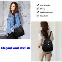 Mochila De Mujer Pequeña a Prueba De Robos Bolsa De Mano Elegante De Lona Para Ciudadano Mochila De Hombro Negro - details 3