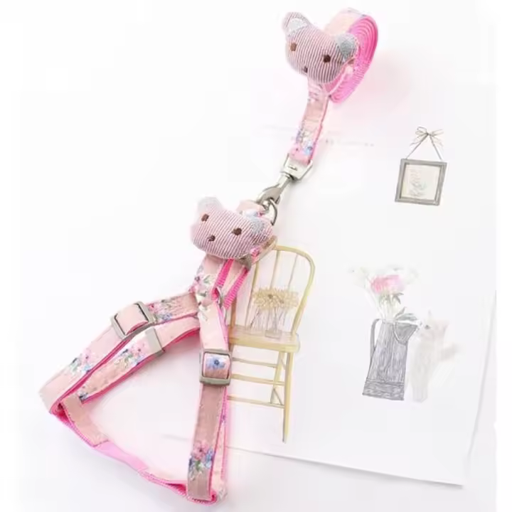 Verde Arnés para Perro y Gato Conjunto de Correas de Impresión Ajustable para Mascotas Rosa M 1,5 Cm - 1