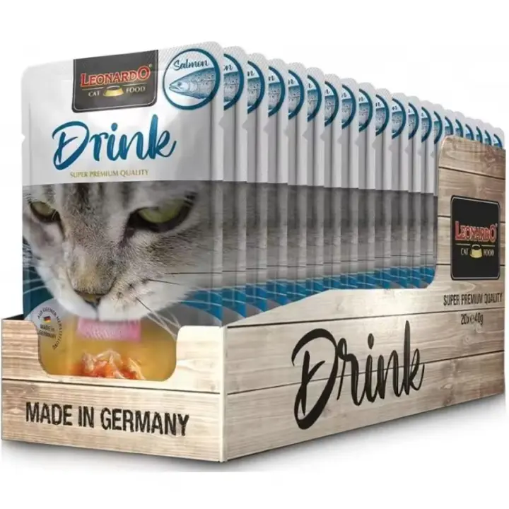Pack 20X40 Gr - Leonardo Drink Salmón. Sopa De Salmón Para Gatos - 1