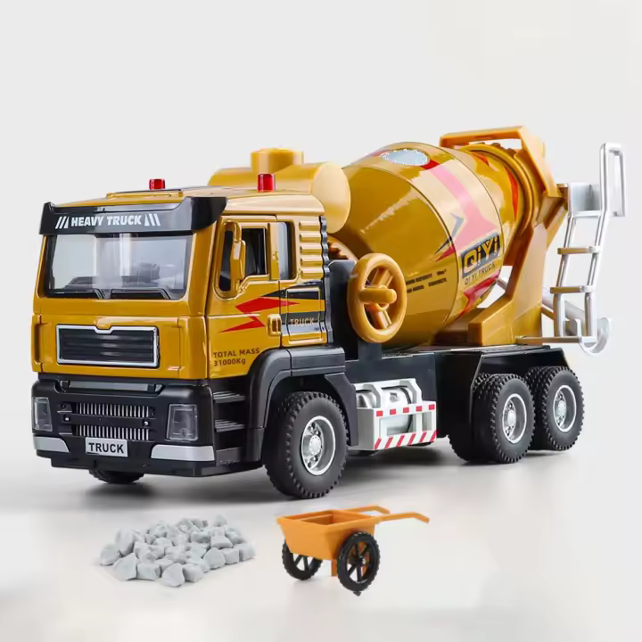 Camión De Mixer De Hidrato De Cal 1:40 Escala Con Luz Y Sonido Función De Retroceso Automática Venta Al Por Menor Para Niños Juguetes De Vehículos De Ingeniería Metal - 1