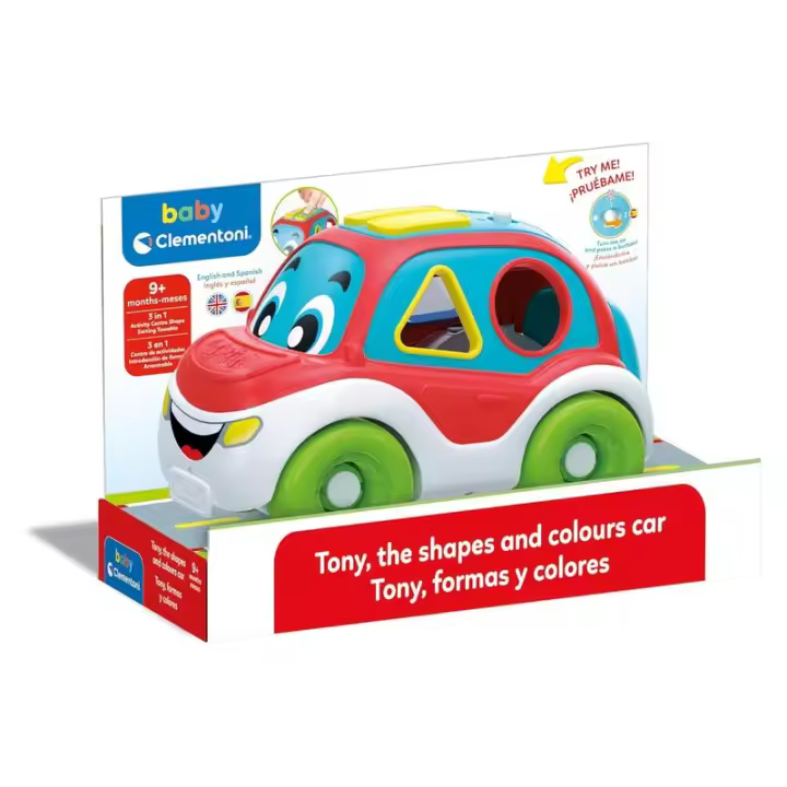 Coche infantil Tony formas y colores con tirador Baby Clementoni 61557 - 1