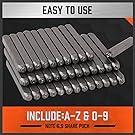 EasySpeed 37 pc Juego de sello de estampado 3 MM (A-Z & 0-9 corazón) para metal, cuero, madera, plástico, joyeria. Cincel y punzones de grabado de números y letras para manualidades y artesania - details 1