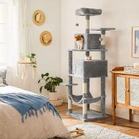 Torre de gatos multinivel en gris claro, con vivienda, cama y rascador integrados - details 4