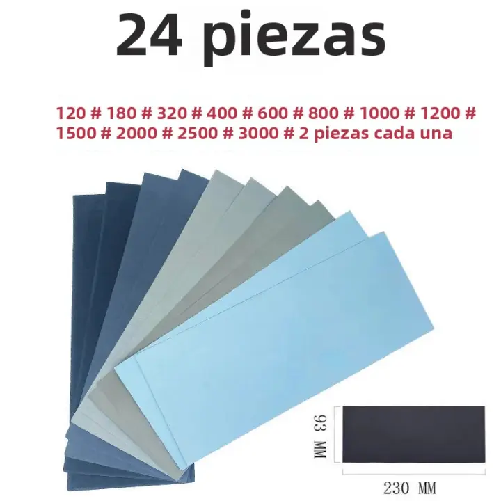 Juego De Papel De Hierro P60-P20000 Para Pulido De Metal Y Plástico Herramientas Abrasivas Para Coche Y Uso General Tamaño 93x230mm - 1