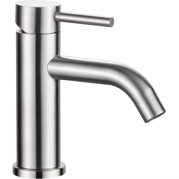 Grifo curvo Monomando de Maple inoxidable para Agua Fria y Caliente con mangueras incluidas, para lavabo de baño - 1