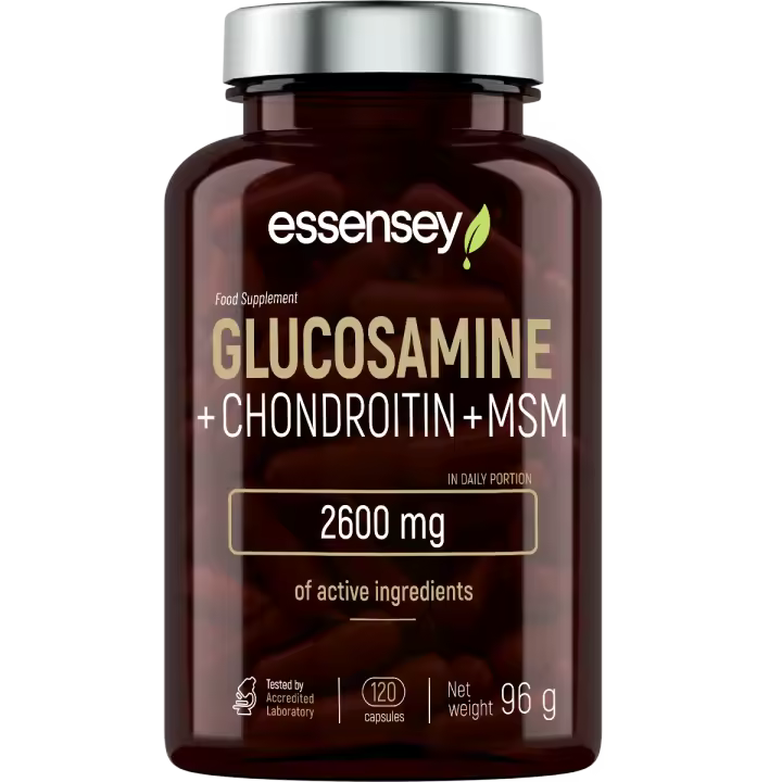 Glucosamina + Condroitina + MSM – ESSENSEY – 120 Cápsulas | Articulaciones, Cartílagos y Movilidad | Sin Gluten - 1
