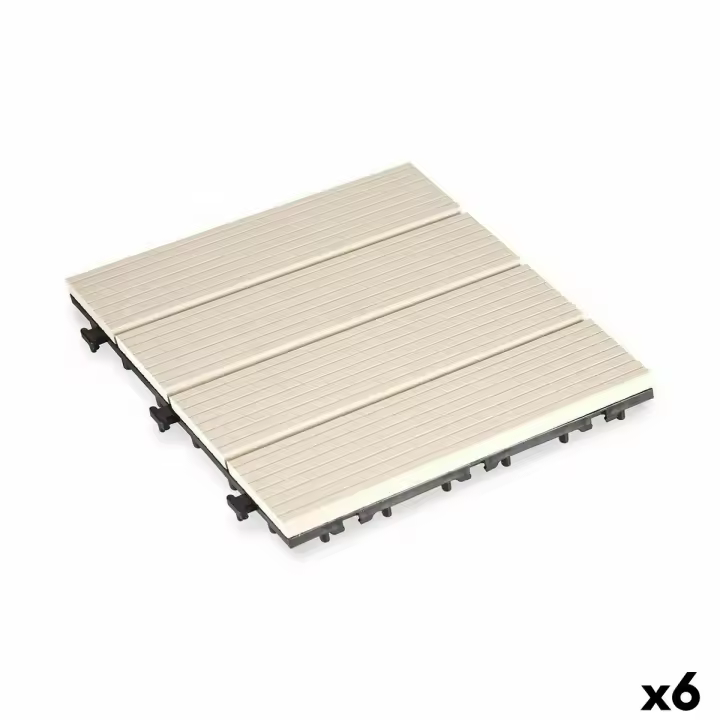 Baldosa Encajable Ibergarden SM-4P-AWH Beige Polietileno Composite 30 x 2,6 x 30 cm (6 Unidades) - 1