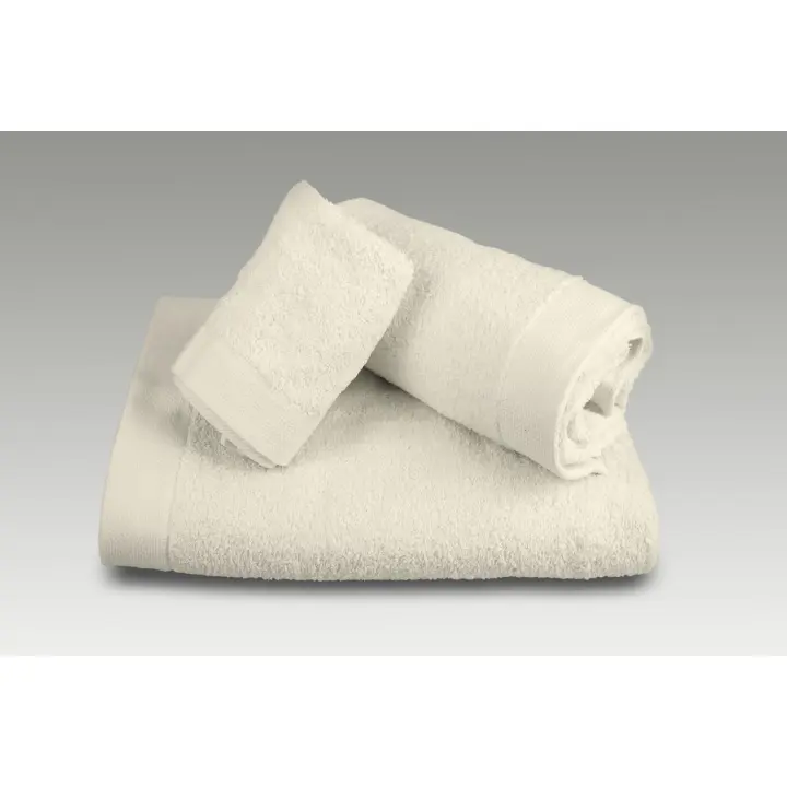 Juego de 3 toallas Burrito Blanco, rizo algodón 100%, 500 gr/m². Colores blanco, azul, gris, piedra, beige y beige medio. Contiene: 1 toalla de maquillaje + 1 toalla de manos + 1 toalla de baño. Cenefa Jacquard. Textil baño de calidad Burrito Blanco. - 1