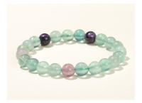 Pulsera De Cristal Natural Multicolor Fluorita JD Pulsera De Bolas Redondas Reiki Curación Pulsera Elástica Para Regalo - details 10