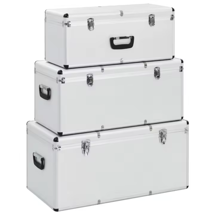 vidaXL Juego de Cajas de Almacenamiento 3 piezas Aluminio Almacenaje Color Negro,  Plateado, y mas - 1