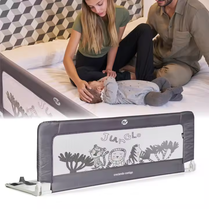 ms - Barandilla de Seguridad para niños portávtil, Barrera de Cama de Viaje, Plegable y portátil, fijación Segura, 150 Cm, Blanco. - 1