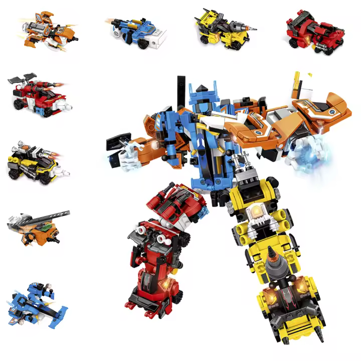 DAM. Robot mech 8 en 1 para construir, 741 piezas. Construye 8 modelos individuales con 3 formas cada uno. 15x9x23cm. - 1