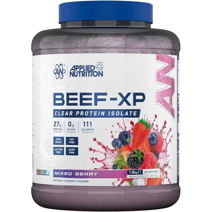 Applied Nutrition Beef XP Clear Protein Isolate 1,8 kg - Aislado de Proteína de Suero (WPI) de Alta Pureza - 0 g de Azúcar, 0 g de Grasa y Sin Lactosa - 100% Whey Isolate con Aporte Máximo de Nitrógeno