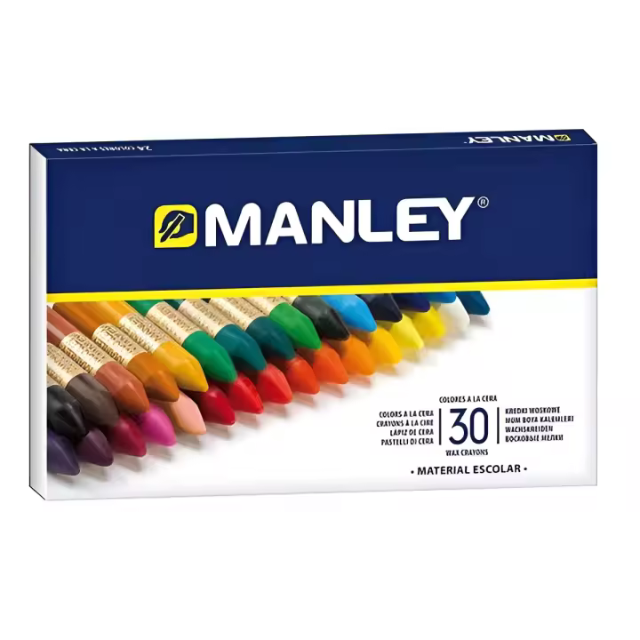 Manley Pack de 30 Ceras Blandas - Trazo Suave - Amplia Gama de Colores - 1