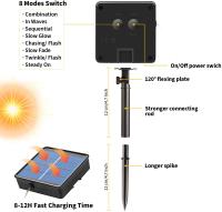 Luces De Cadena Solar Para Exteriores IP65 Impermeables Con 8 Modos Luces De Navidad Y Patio En Oro Y Plata Por ZTree - details 3