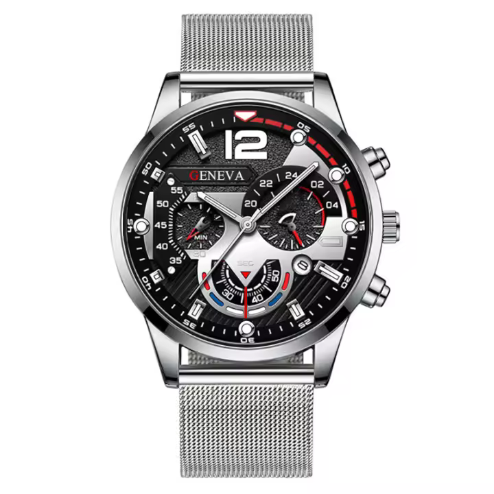 Nuevo reloj para hombre con estrellas, correa de acero inoxidable, piedras brillantes, tres subdiales, letras romanas y numeración, movimiento de cuarzo, un reloj de lujo para el hombre - 1
