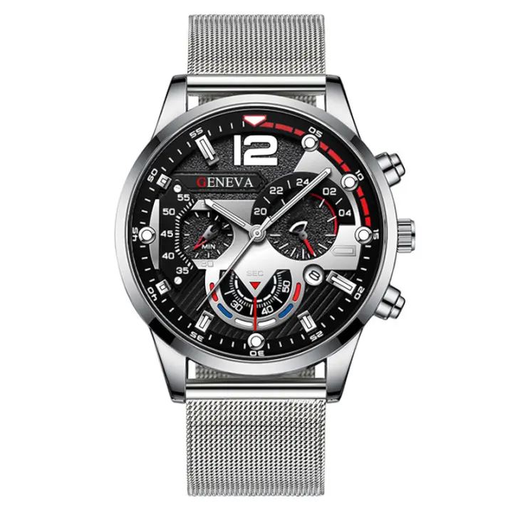Nuevo reloj para hombre con estrellas, correa de acero inoxidable, piedras brillantes, tres subdiales, letras romanas y numeración, movimiento de cuarzo, un reloj de lujo para el hombre - 1