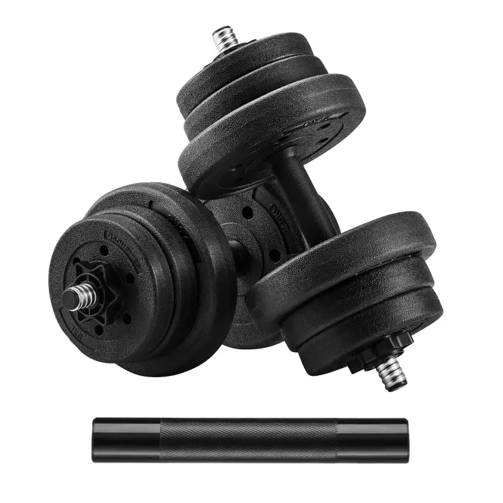 SONGMICS Juego de mancuernas ajustables, con Barra adicional, 20KG, 30 KG, para hombres y mujeres, Entrenamiento de fitness, Levantamiento de pesas en el gimnasio de casa - 1 Par - 1