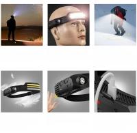 Lámpara De Cabeza COB LED Con Sensor Recargable Por USB Y Batería Integrada Para Camping Y Pesca Lámpara Frontal Impermeable Con Ángulo De Haz De 180° - details 6