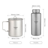 Botella De Deporte De Titanio Tomshoo 1L a Prueba De Fugas Single-layer Ultraligera Para Camping Y Exteriores 750ml Taza Pot Drinkware - details 7