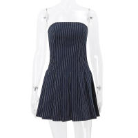 Vestido A-Line Sin Mangas De Moda Coreana Candyhot Elegante Con Cuello Abierto Y Pliegues Slim Para Mujer Vestido De Verano Y2K Estilo Callejero Sexy Con Zipper - details 9