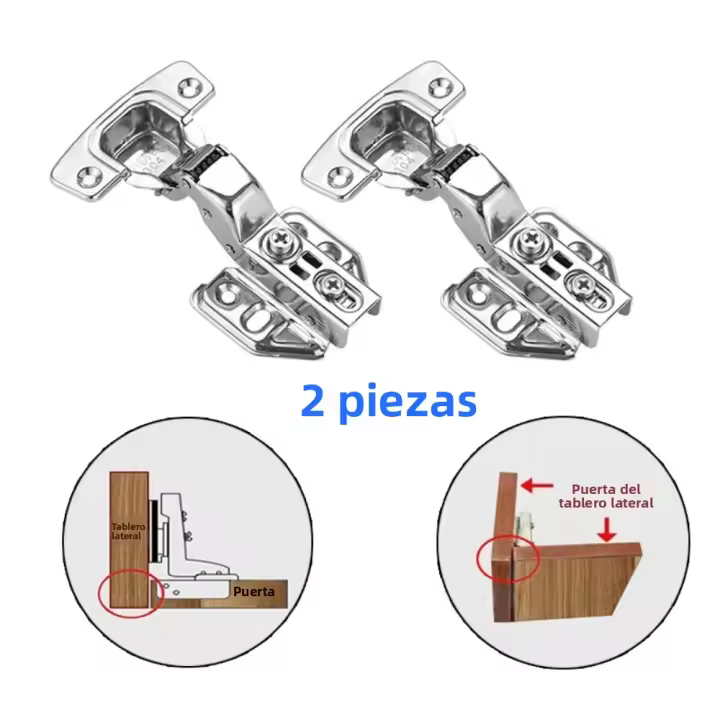 2 Pcs Hinges De Acero Inoxidable Hidráulico Amortiguador Para Puertas De Armarios Cocina Muebles Silencioso Y Suave Cierre - 1