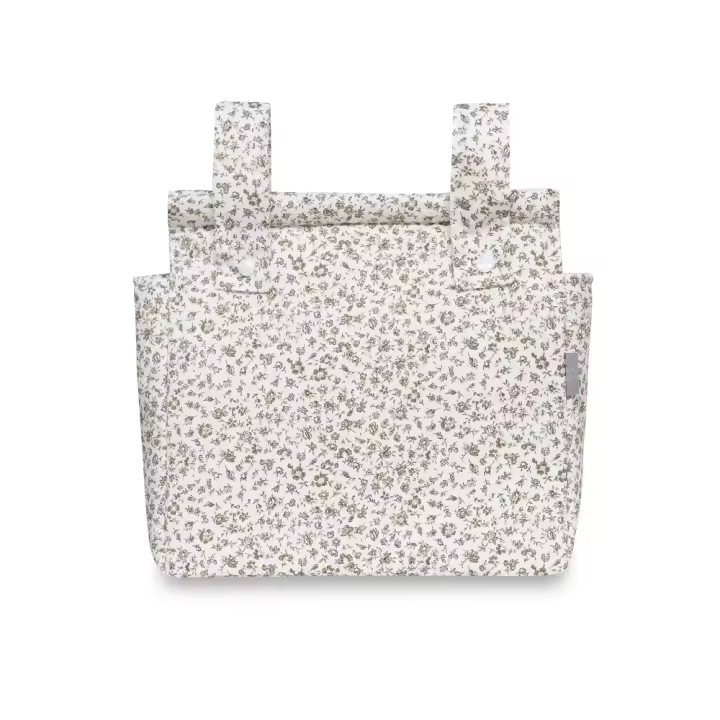 Bolso Talega para Carrito de Bebé, Modelo Flores, Color Gris, Don Algodón - 1