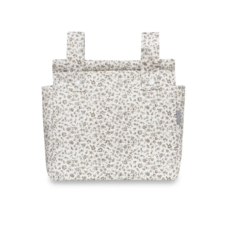 Bolso Talega para Carrito de Bebé, Modelo Flores, Color Gris, Don Algodón - 1