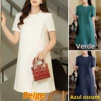 Vestido ZANZEA Para Mujer Estilo Coreano 2024 Verano Manga Puff Corta Elegante Vestido De Fiesta Asimétrico Casual Suelto Para Oficina Vestidos - details 1
