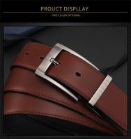 Cinturón Reversible De Cuero Genuino Para Hombre Con Hebilla De Lujo Negra Y Marrón Moda Negocios Casual Ancho 3.4cm - details 7